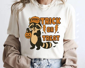 Comfort Color Trick Or Treat Raccoon Shirt, Trash Raccoon Trick Or Treat Shirt,Gag Meme Halloween Shirt,Raccoon Halloween T-Shirt,Meme Shirt