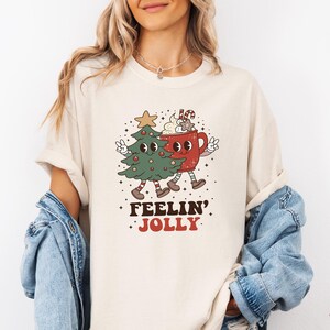 Comfort Colors® Feeling Jolly Christmas Shirt, Retro Christmas Shirt,Retro Holiday Shirt, Cute Funny Christmas Shirt,Vintage Christmas Shirt
