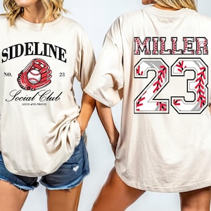 Comfort Colors Two-Sided Baseball T-shirt With Custom Number And Name, Personalized Baseball Gift, Baseball MomShirt, Custom Sports Shirt