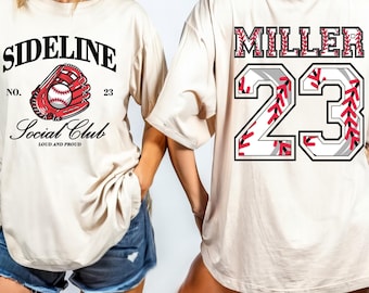 Comfort Colors Two-Sided Baseball T-shirt With Custom Number And Name, Personalized Baseball Gift, Baseball MomShirt, Custom Sports Shirt