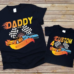 Birthday Boy Fire Race Wheel Custom Family Birthday Theme Shirts, Custom Birthday Boy Toddler Tee,Racing Car Outfits,Race Car Shirt for Boys
