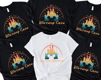 Custom Disney Family Birthday Crew Shirt, Birthday Squad Disneyland Shirt, Disney Castle Birthday Group Shirt,  Birthday Disney Trip Shirt