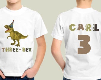 Personalized Dinosaur Birthday Shirt, Custom Name and Age Birthday Shirt, Boys Dino Party Shirt, Kids Birthday Outfit