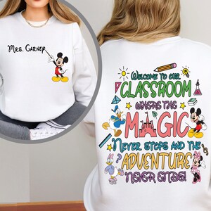 Personalized Teacher Sweatshirt, Disney Sweatshirt, Custom Teacher Name Sweater, Mickey Mouse Sweatshirt, School Sweatshirt, Disney Teacher