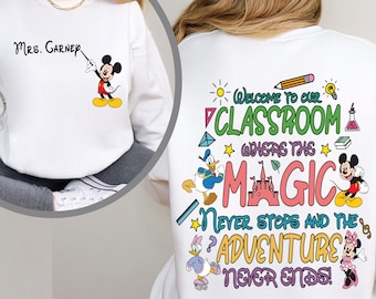 Personalized Teacher Sweatshirt, Disney Sweatshirt, Custom Teacher Name Sweater, Mickey Mouse Sweatshirt, School Sweatshirt, Disney Teacher