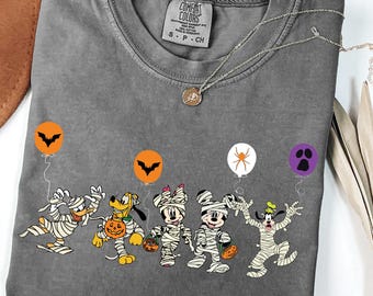 Comfort Color Disney Mickey and Friends Balloons Shirt,Disney Halloween Shirt, Mickey and Friends Characters Halloween Shirt,Funny Halloween