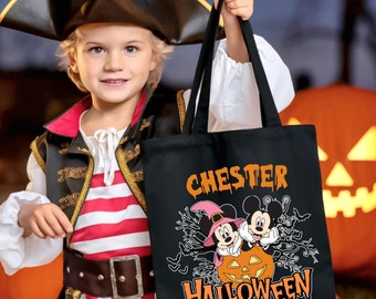 Custom Disney Halloween Bag, Kids Halloween Gift, Halloween Shoulder Bag, Trick Or Treat, Halloween Tote, Personalized Mickey Minnie Bag