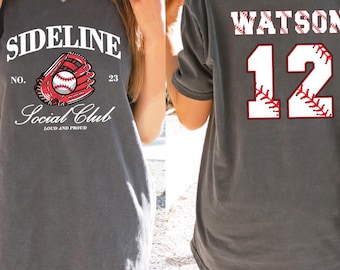 Comfort Colors Two-Sided Baseball T-shirt With Custom Number And Name, Baseball Mom Shirt, Personalized Baseball Gift, Custom Sports Shirt