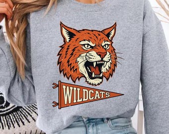 Vintage School Mascot Football Sweatshirt, Custom 50s Team Spirit Sweater