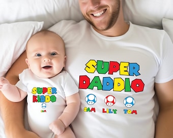 Super Daddio Game Shirt, New Dad Shirt, Father's Day Shirt, Family Matching Shirt, Super Mommio Shirt, Gamer Daddy Gift
