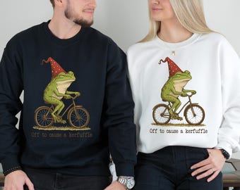 Off to Cause a Kerfuffle Frog Sweatshirt, Off to Cause a Kerfuffle Frog Shirt, Funny Weirdcore Meme Tee for Adults,funny gift