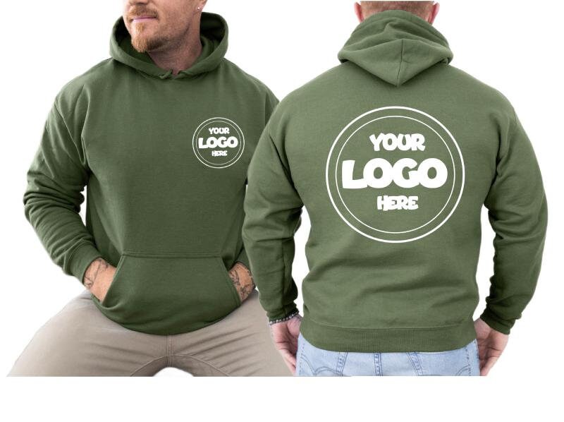 Custom Logo Hoodie, Company Logo Gifts, Front and Back Logo Hoodie, Team Logo Shirt, Your Business Logo or Brand Logo, Your Design Here Tee