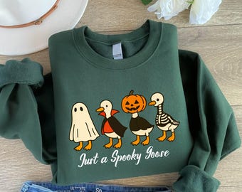 Just a Spooky Goose Sweatshirt, Spooky Goose Sweater, Halloween Goose Shirt, Cute Horror Shirt,Funny Halloween Shirt,Goose in Halloween Tee