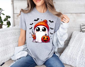 Cute Ghost Shirt, Halloween Ghost Shirt, Cute Fall Shirt, Gift For Halloween, Spooky Season Shirt, Little Ghost Coffee Shirt, Halloween Tee