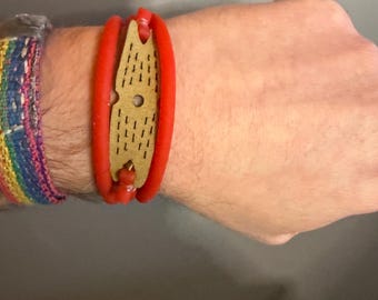 EINE Leistungsstarke Custom Made Red Rubber Rahmenlose Schleuder 1745 tubes gebundener Kuhlederbeutel (17 '')