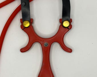 Custom Hydra Micarta 5-layer Red micarta with Brass & white Core Mosiac pins