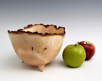 Wood Bowl - Natural Edge Maple Burl Wood Turned Bowl - Wooden Bowl- Hand Turned Wood Bowl -Wedding Gift -Housewarming Gift- For Men or Women