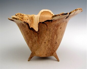 Cherry Burl Wood Bowl - Wood Bowl Handmade - Wood Turned Cherry Bowl - Wood Bowl Live Edge - Hand Turned Wood Bowl - Wooden Bowl Gift