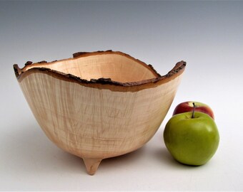 Wooden Bowl - Maple Burl Bowl - Wood Turned Fruit Bowl - Functional Wood Turned Bowl- Wedding Gift- Artistic Wood Bowl- Maple Wooden Bowl