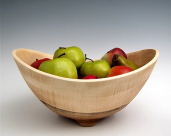 Curly Maple Salad Bowl, Fruit or Salad bowl, Wood Turned Bowl, Maple Wood Bowl, Handmade Wood Bowl, Kitchen Wood Bowl, Wood Serving Bowl