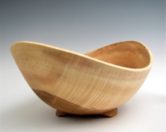 Curly Maple Salad Bowl, Fruit or Salad bowl, Wood Turned Bowl, Maple Wood Bowl, Handmade Wood Bowl, Kitchen Wood Bowl, Wood Serving Bowl