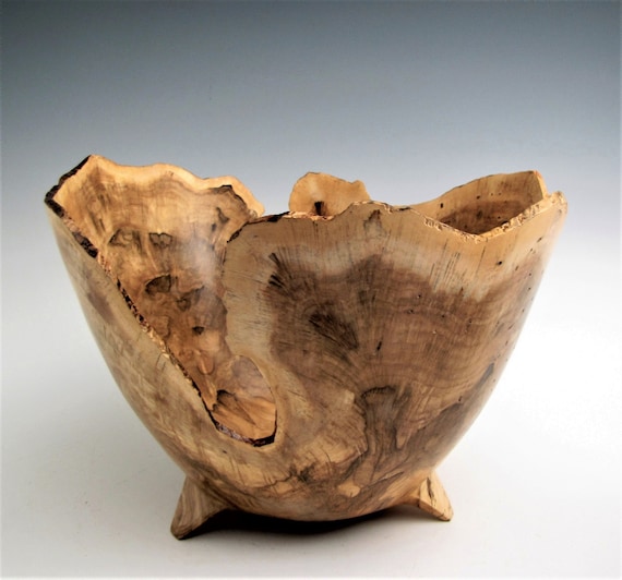 Wood Bowl Black Gum Burl Wood Turned Bowl Natural Bark Edge - Etsy