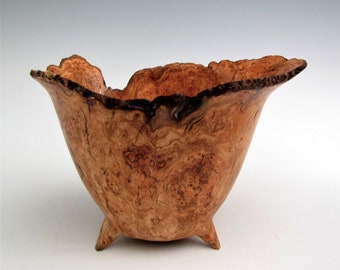 Cherry Burl Wood Bowl - Wood Bowl Handmade - Wood Turned Cherry Bowl - Wood Bowl Live Edge - Hand Turned Wood Bowl - Wooden Bowl Gift