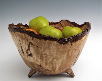 Wood Bowl - Natural Edge Oak Burl Bowl - Wood Turned Bowl - Wooden Bowl - Wedding Gift - Anniversary Gift - Fruit Bowl - Christmas Gift