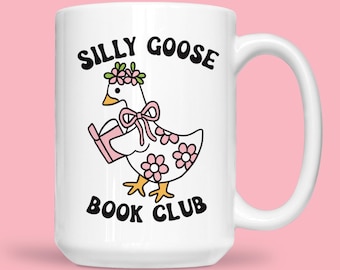 Silly Goose Book Club Mug, Gifts for Readers, Bookish Coffee Cup, Coquette