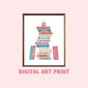 Romance Tropes Digital Art Print, Bookish Prints, Bookish Gifts, Gifts for Readers, Book Lover Gift, Romance Books, Printable Art, Wall Art