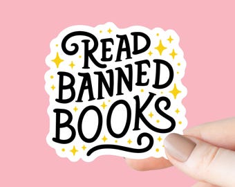 Read Banned Books Stars Sticker, Bookish Kindle Laptop Decal, Gifts for Book Lovers, Library