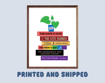 Banned Books Art Print, Bookish Prints, Gifts for Readers, Book Lover Gift, Classroom Art