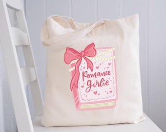 Romance Girlie Tote Bag, Bookish Gifts for Readers, Book Lover Bag, Coquette