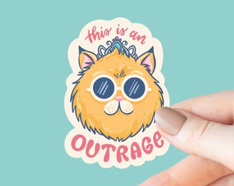 This is an Outrage! Donut Sticker, Bookish Laptop Kindle Decal, Gifts for Readers
