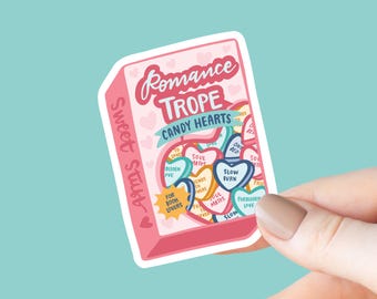 Romance Tropes Conversation Hearts Sticker, Bookish Sticker, Kindle Decal, Gifts for Book Lovers