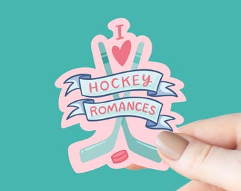 I Love Hockey Romances Sticker, Bookish Laptop Kindle Decal, Gifts for Readers