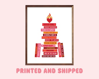 Smut Book Stack, Art Print, Bookish Prints, Gifts for Readers, Book Lover Gift, Printed Art, Spicy Books, Romance Books, Romantasy, Smutty