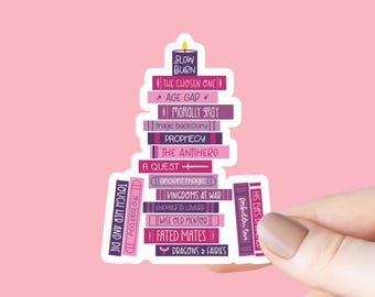 Romantasy Tropes Book Stack Sticker, Kindle Sticker, Laptop Decal, Gifts for Book Lovers