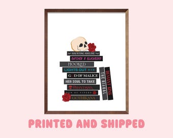 Dark Romance Book Stack Art Print, Bookish Gifts for Readers, Morally Gray, Smut, Spicy Books
