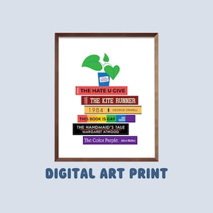 Banned Books Digital Art Print, Bookish Prints, Printable Art, Book Lover Gift, Printed Art, Read Banned Books, Classroom Art, Library Art