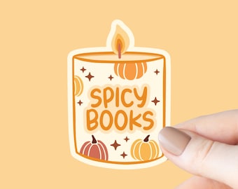 Spicy Books Candle Sticker, Romance, Kindle Laptop Decal, Gifts for Book Lovers, Waterproof