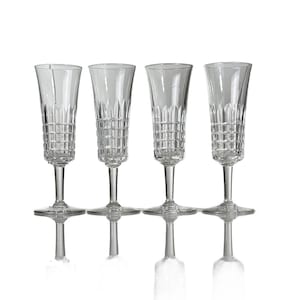Val St. Lambert: juego de 4 copas de champán Art Déco en cristal tallado - años 50