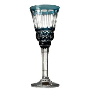 Val St. Lambert: wedding cup in overlay cut petrol blue crystal - 1940s (ref. AD198)