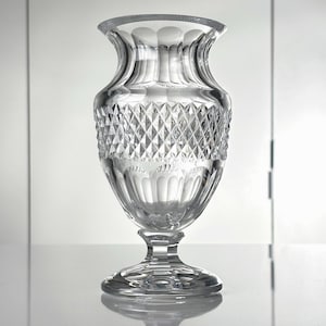 Val St. Lambert: Medici-Vase „Bonaparte“ – geschliffenes Kristallglas – Diamantschliff – 1962 – signiert