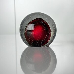 Val St. Lambert: fermacarte 'Symphonie' in cristallo rosso rubino-bianco doppio