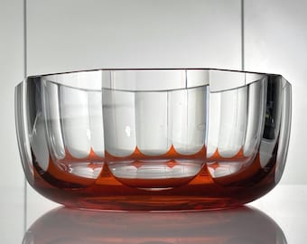 Val Saint Lambert Crystal Bowl | Blue Cut to Clear | Vintage - Etsy