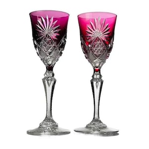 Val St. Lambert: 2 Roemers &#39;Saarlouis&#39; 8.2&#39;&#39; in overlay cut crystal - Hubert Fouarge - 1905 (ref. AD82)