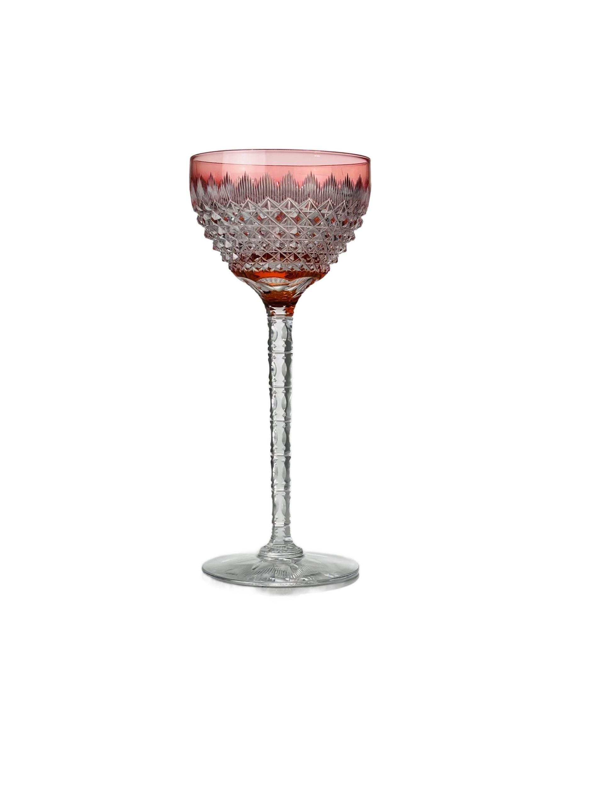 Val St. Lambert: Beautiful Antique Wine Glass in Orange Crystal