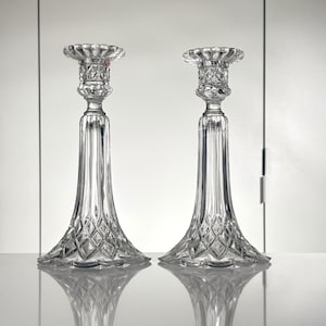 Val St. Lambert: beautiful pair of crystal candlesticks - 1930s - signed (ref. AD182)
