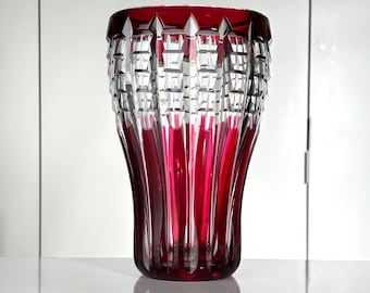 ヴァル・サン・ランベール ルビーレッドクリスタル花瓶「ユベール